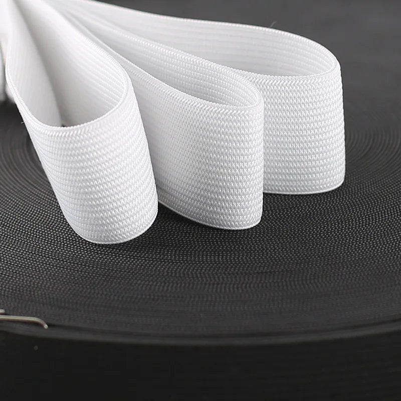 5Meters Sewing Elastic Band Heavy Stretch High Elasticity Knit Elastic Band for Sewing Waistband Elastic White black 10-60MM