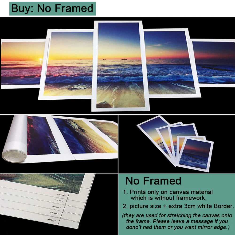 5 Piece Canvas Wall Art Custom Photo Customized Posters Picture Home Decor Framed Painting Interior Decor Room Decoration