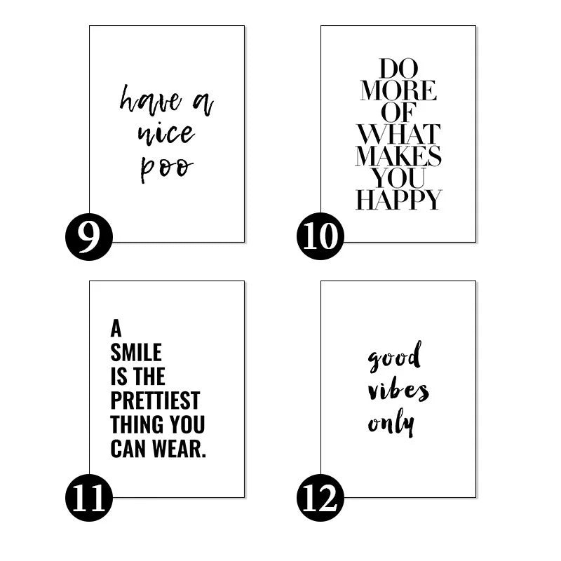 Canvas Painting Quotes Letters Wall Art Kitchen Posters and Prints Ofiice Black and White Wall Pictures for Living Room