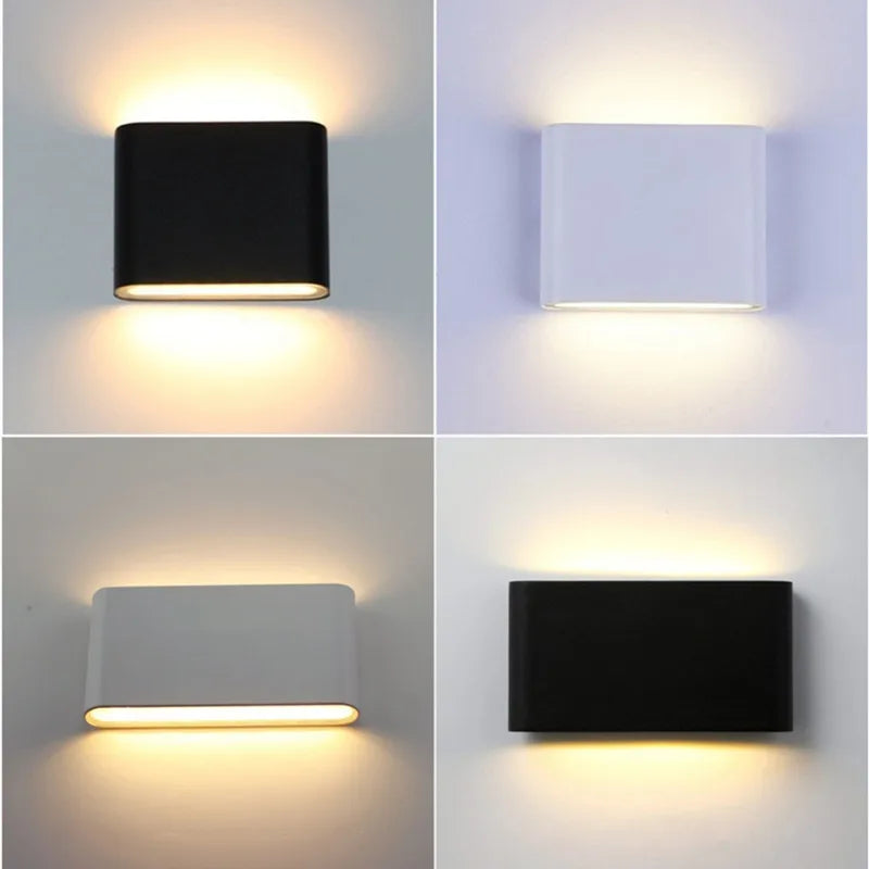 Nordic LED Wall Lamp 12W Outdoor Indoor Wall Light Aluminium Modern Night Light for Bedroom Balcony Garden Decoration