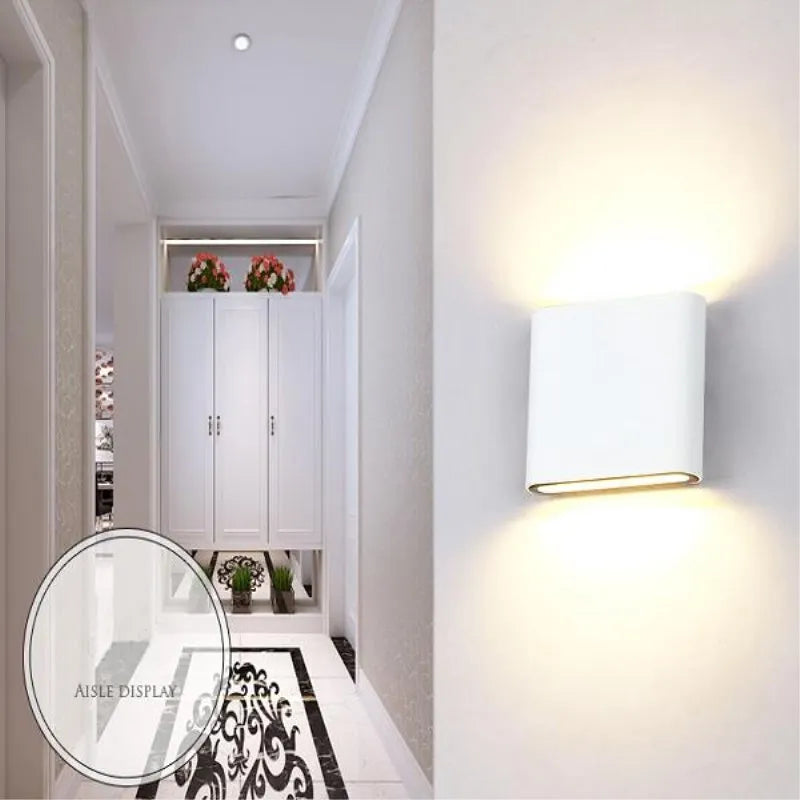 Nordic LED Wall Lamp 12W Outdoor Indoor Wall Light Aluminium Modern Night Light for Bedroom Balcony Garden Decoration