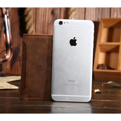Genuine Leather Wallet for Men Mini Money Bags Short Purse Credit Card Holder Cash Coin Pocket Male Small Solid Standard Wallets