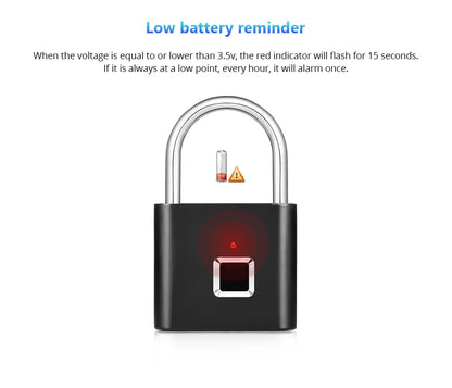 KERUI Smart Fingerprint Padlock Waterproof Fingerprint Keyless Door Lock Type C Rechargeable Security Padlock for House