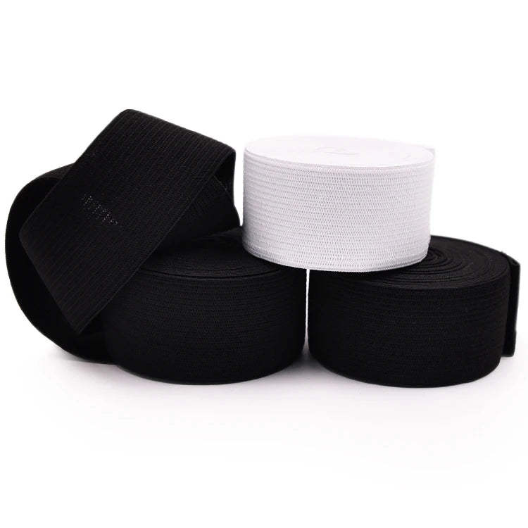 5Meters Sewing Elastic Band Heavy Stretch High Elasticity Knit Elastic Band for Sewing Waistband Elastic White black 10-60MM