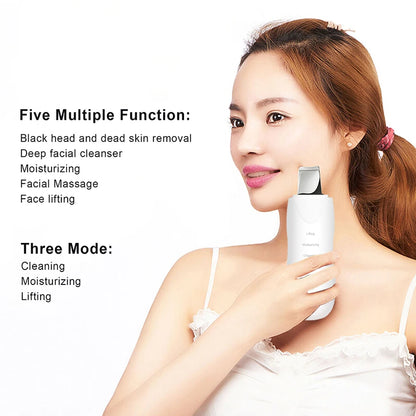Ultrasonic Skin Scrubber Electric Ultrasonic Peeling Machine Deep Vibrate Facial Cleaner Acne Removal Blackhead Pore Cleaner