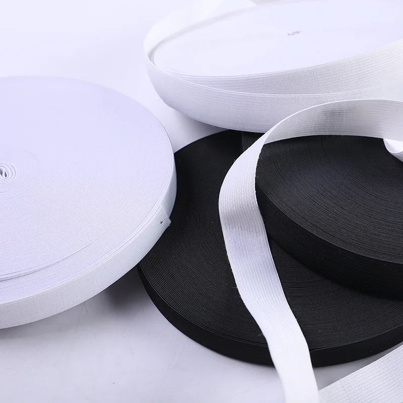 5Meters Sewing Elastic Band Heavy Stretch High Elasticity Knit Elastic Band for Sewing Waistband Elastic White black 10-60MM