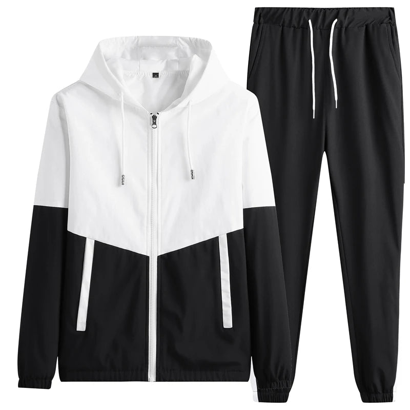 2026 Men Tracksuit Casual Joggers Hooded Sportswear Jackets And Pants 2 Piece Sets Hip Hop Running Sports Suit