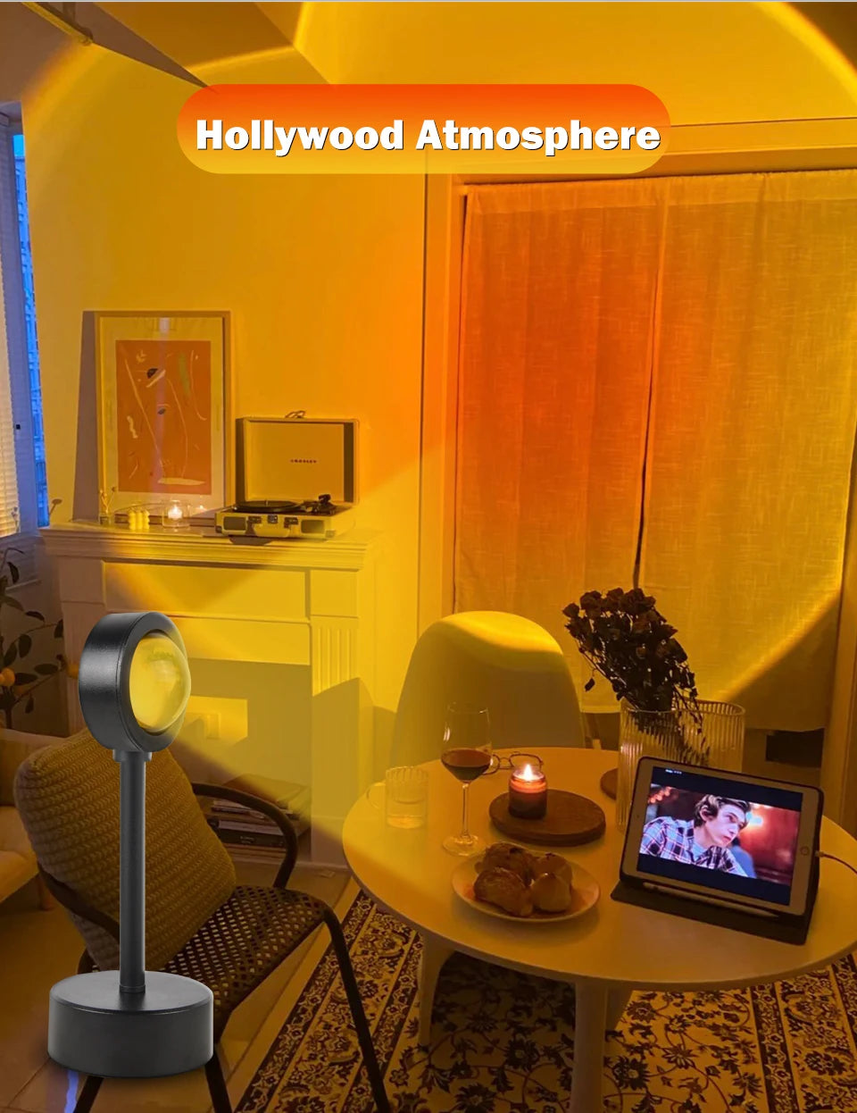 USB Sunset Lamp Sunset Projector Mood Light Living Room Bedroom Night Light Room Decor Bar Atmosphere Photography Background