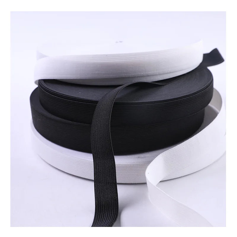 5Meters Sewing Elastic Band Heavy Stretch High Elasticity Knit Elastic Band for Sewing Waistband Elastic White black 10-60MM