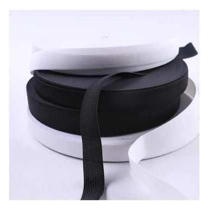 5Meters Sewing Elastic Band Heavy Stretch High Elasticity Knit Elastic Band for Sewing Waistband Elastic White black 10-60MM