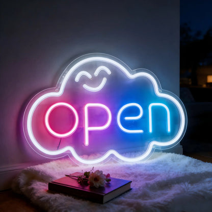 LED Open Neon Sign  USB Bright Neon Light Sign for Business Switch Cloud Stores Restaurants Offices Shops Storefronts Decor Gift