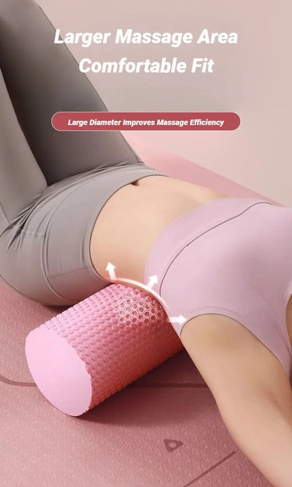 Hexagonal Yoga Roller: Round EVA Foam Cylinder for Pilates & Enhanced Home Workouts (Diameter 9.5cm, Length 29.7cm)