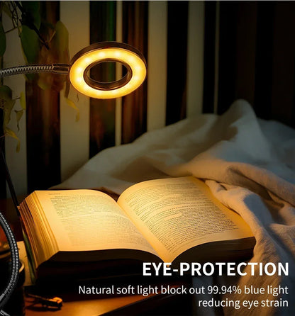 LED Desk Clip Study Lamp USB 3 Colours Adjustable Bedside Desk Night Lamp Multi-purpose Flexible Black Reading Lights