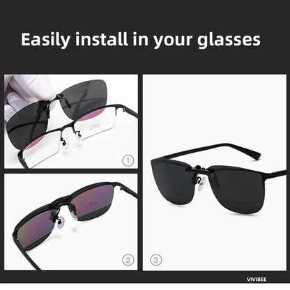 Men Driving Clip On Sunglasses for Myopia Eyeglasses Vintage Women Square Night Vision Fishing UV400 Sun Glasses