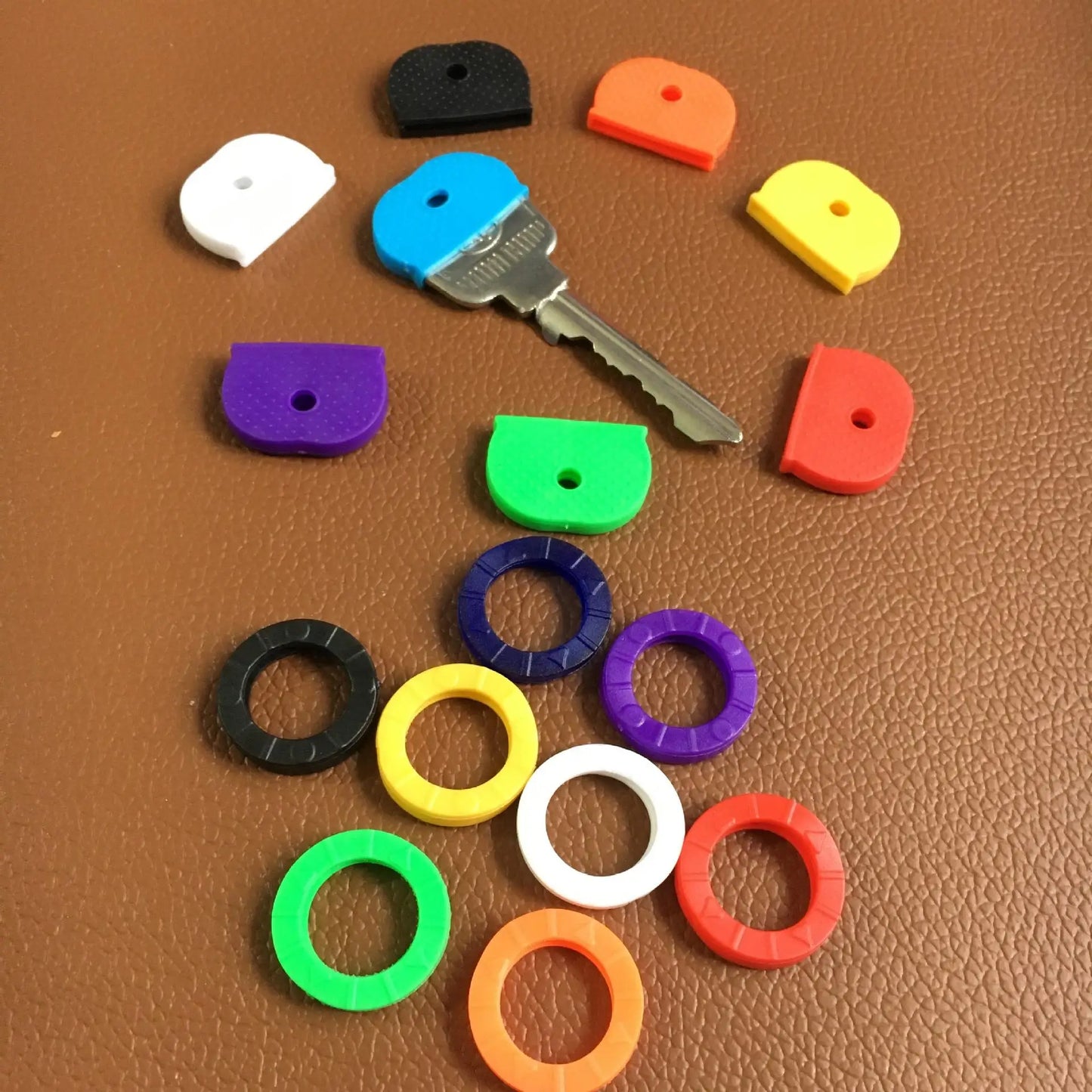 10-32pcs Color Key Sleeve Mixed Color Soft Silicone Elastic Key Ring DIY Key Pendant Marking to Distinguish The Key
