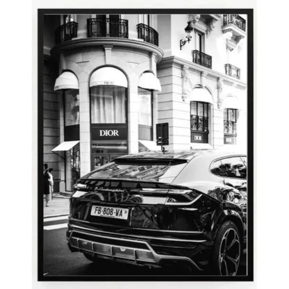 Wall Art Canvas Painting Modern Black Car Nordic Street Luxury Car Poster Black And White Pictures Home Decoration Living Roo