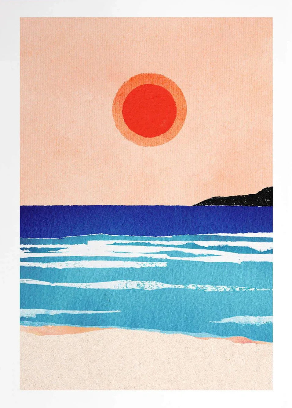 Canvas Painting Wall Art Picture Simple Outdoor Summer Beach Scenery Poster Sunset Surfers Swimming Ocean Living Room Home Decor
