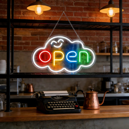 LED Open Neon Sign  USB Bright Neon Light Sign for Business Switch Cloud Stores Restaurants Offices Shops Storefronts Decor Gift