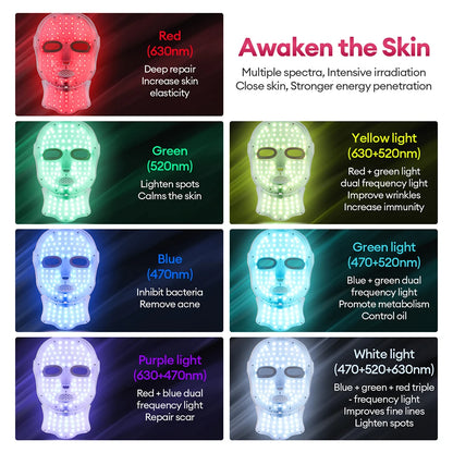 Wireless 7 Color LED Face Mask Portable Photon LED Facial Mask Anti Aging Repair Skin Face Lifting Skin Care Beauty Mask Tool