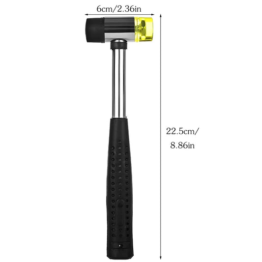 1PC 25mm Double Face Soft Tap Rubber Hammer Multifunctional Hand Tool with Hard Plastic & Non-Slip Grip for Precision Work