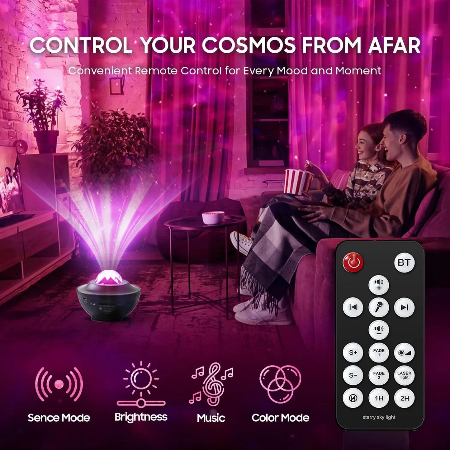 Starry Projector Galaxy Night Light with Ocean Wave Music Speaker Sky Light Projector for Bedroom Decor Kids Birthday Gift Party