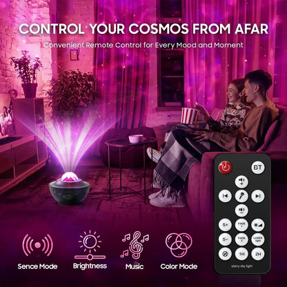 Starry Projector Galaxy Night Light with Ocean Wave Music Speaker Sky Light Projector for Bedroom Decor Kids Birthday Gift Party