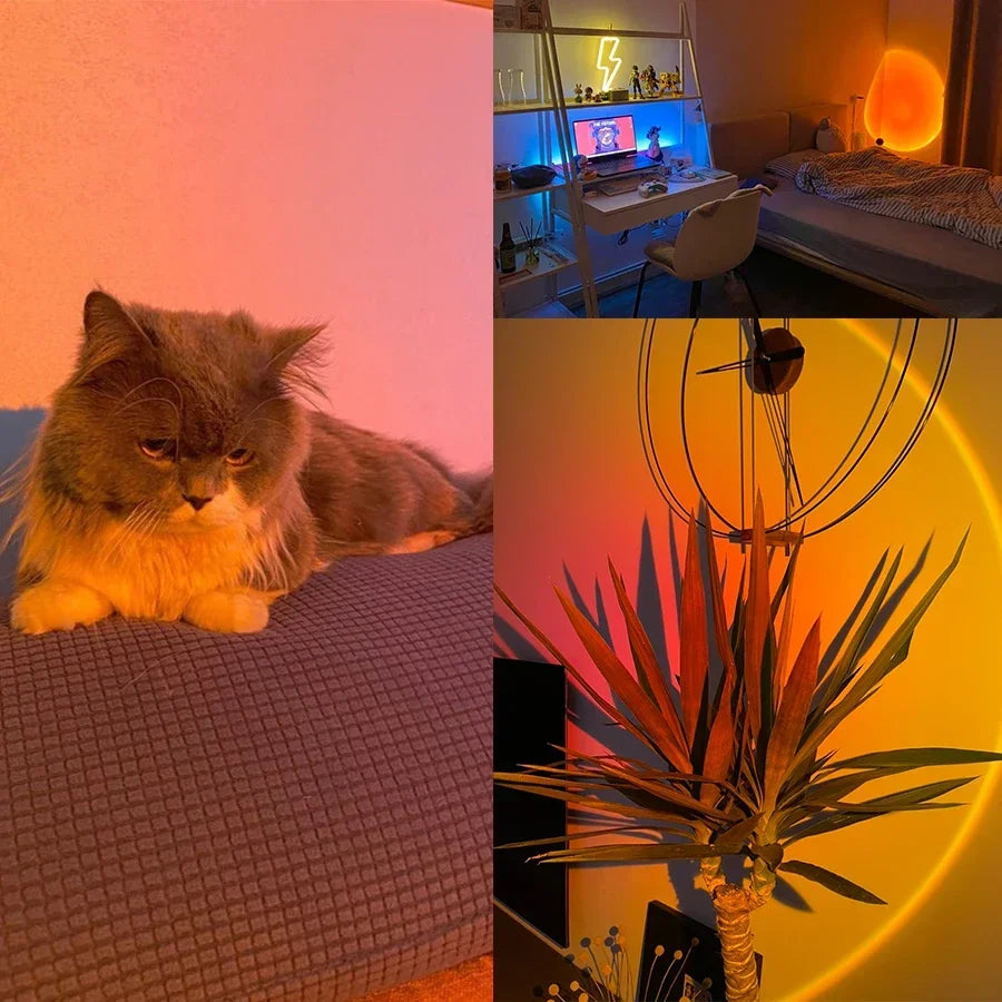 USB Sunset Lamp Sunset Projector Mood Light Living Room Bedroom Night Light Indoor Decor Bar Atmosphere Photography Background