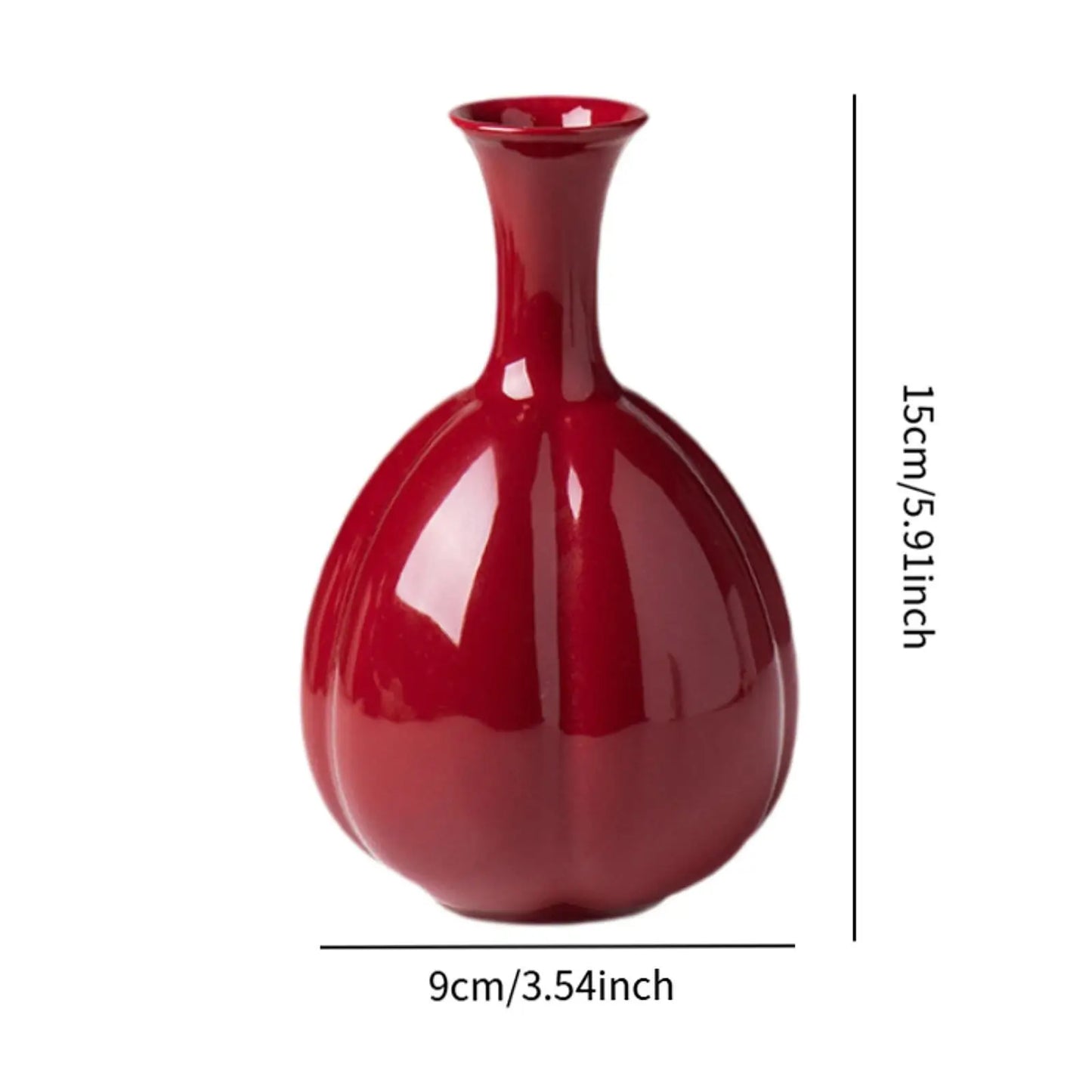 Ceramic Red Vase Creative Modern Rustic Flower Vases Desktop Ceramic Vase for Shelf Kitchen Dining Room Bookshelf Home Decor