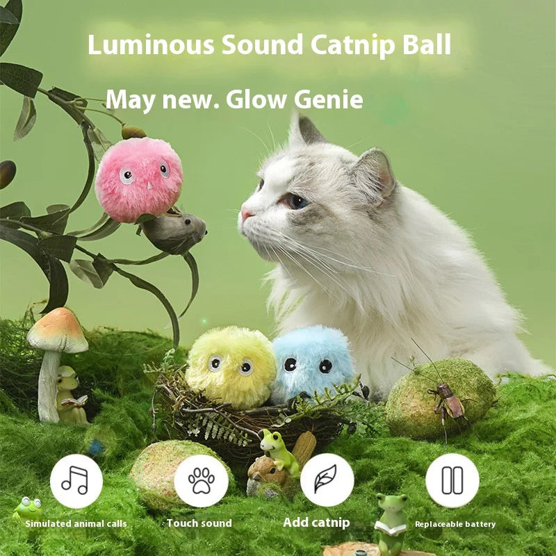 Interactive Ball Smart Cat Toys Plush Electric Catnip Training Toy Kitten Touch Sounding Pet Product Squeak Toy Ball