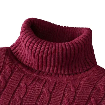 Men's High Neck Sweater Solid Color Pullover Knitted Warm Casual Turtleneck   Men Clothes