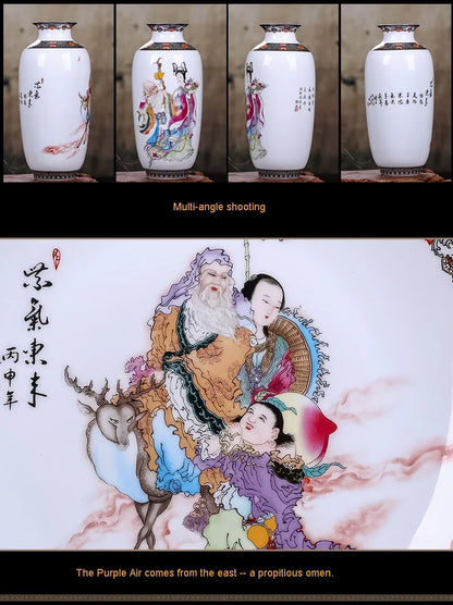 Ceramic Jingdezhen Vase Chinese Traditional Flower Vases Living Room Decoration Vase Fine Smooth Surface Furnishing Articles
