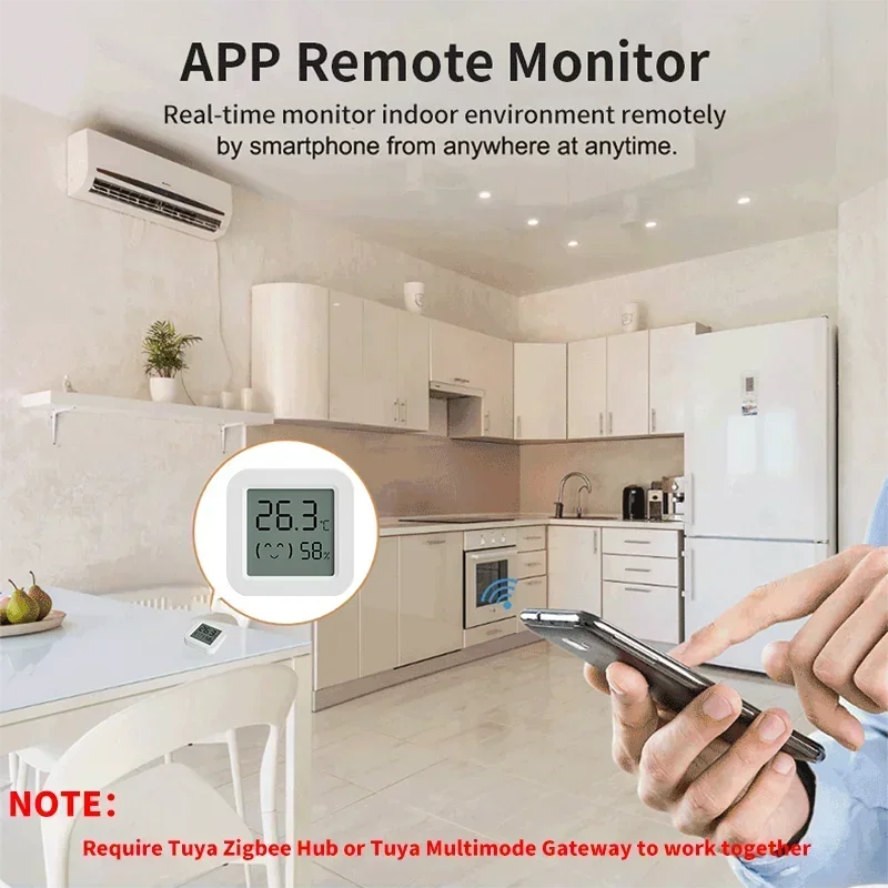Tuya Zigbee Temperature Humidity Sensor Mini LCD Digital Display SmartLife APP Remote Monitoring Indoor Thermometer Hygrometer