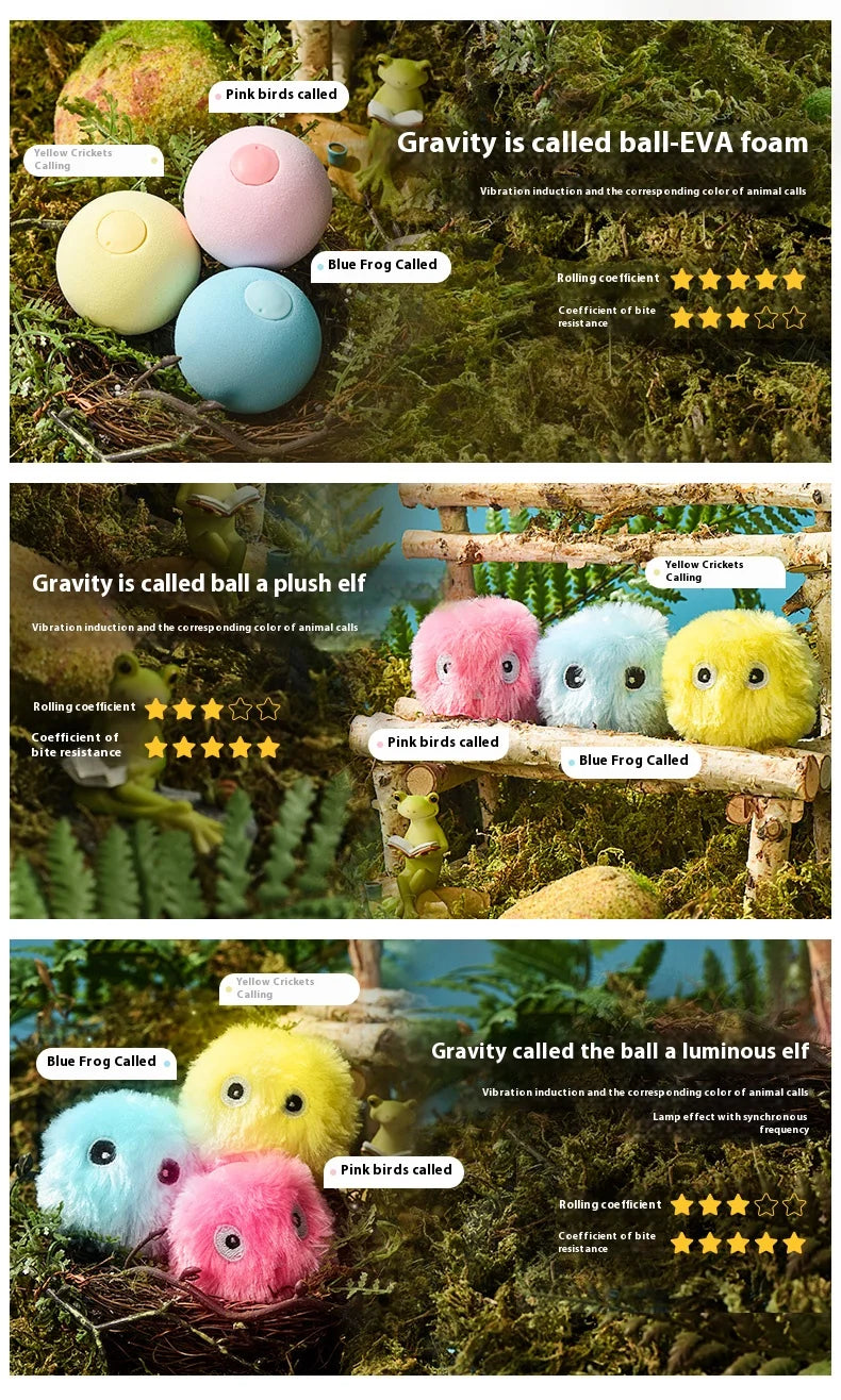Interactive Ball Smart Cat Toys Plush Electric Catnip Training Toy Kitten Touch Sounding Pet Product Squeak Toy Ball