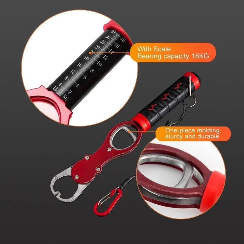 Fishing Lip Gripper Fish Plier Hand Grip Portable Aluminum Alloy Fishing Grip Hook Gripper With Weight Scale Fishing Accessories
