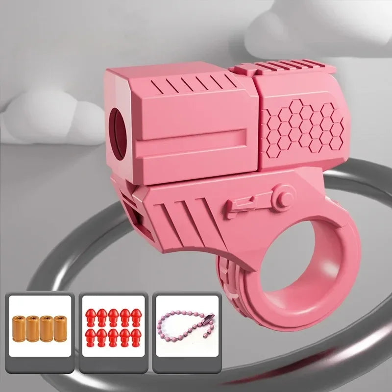 New Mini Gun Shell Ejected Can Launch Decompression EDC Finger Ring Pistol Fidget Spinner Ratchet Anxiety Stress Relief Toy Guns