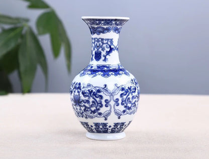 Ceramics Flower Vase Decoration Home Blue And White Vases For Wedding Decor Living Room Ornaments Table Desktop Retro Art Crafts