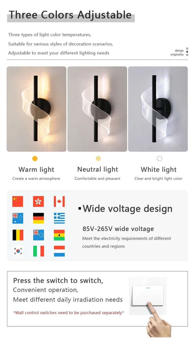 Nordic LED Wall Lights Modern Luxury and Minimalist Home Lights Living Room Bedroom Study Balcony Interior Decoration Lighting
