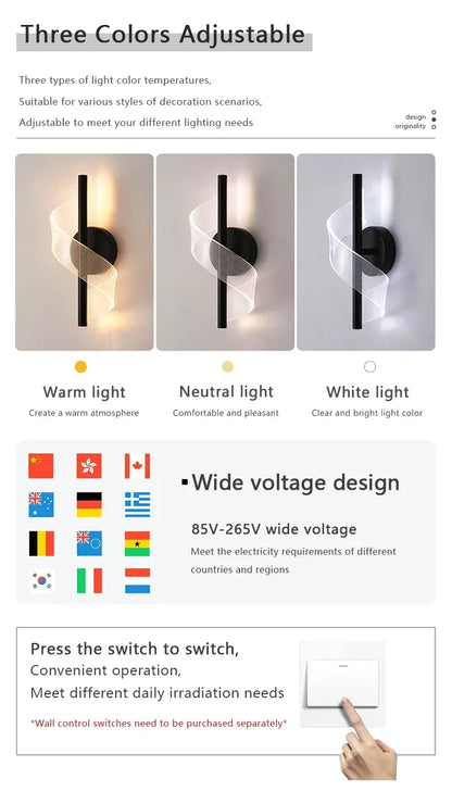 Nordic LED Wall Lights Modern Luxury and Minimalist Home Lights Living Room Bedroom Study Balcony Interior Decoration Lighting