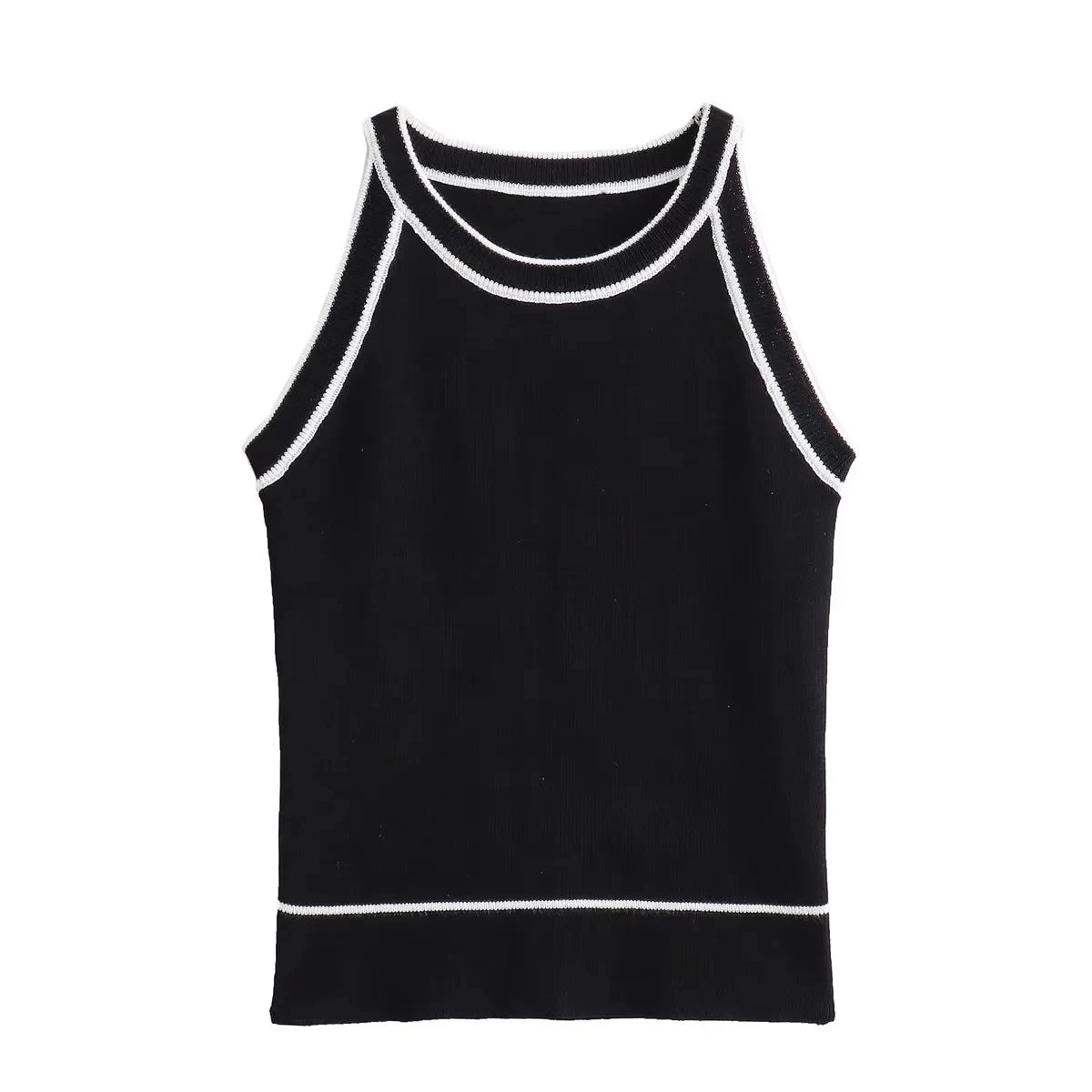 MUJER Black Knit Tank Tops for Women Sleeveless Crop Top Woman off Shoulder Knitted Women's Vest top youthful women's Tops