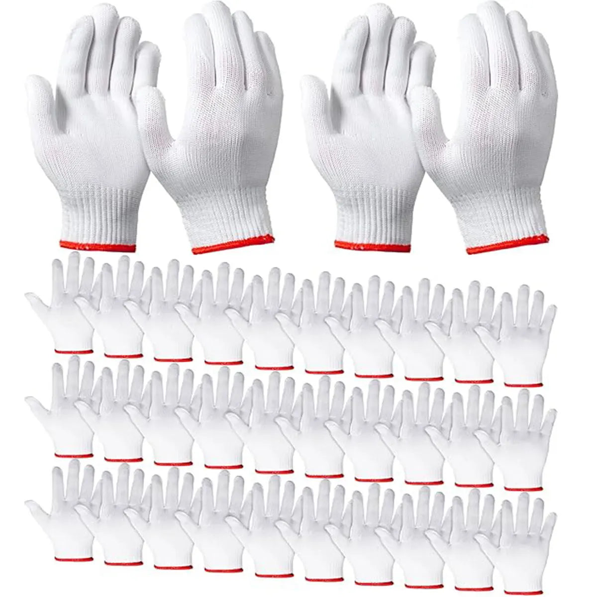 Hand Working Gloves Safety Grip Protection Work Gloves Men Women BBQ Thick Cotton White(Pack of 12 Pairs)
