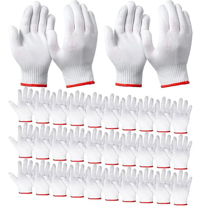 Hand Working Gloves Safety Grip Protection Work Gloves Men Women BBQ Thick Cotton White(Pack of 12 Pairs)