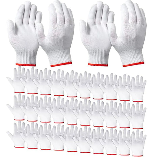 Hand Working Gloves Safety Grip Protection Work Gloves Men Women BBQ Thick Cotton White(Pack of 12 Pairs)