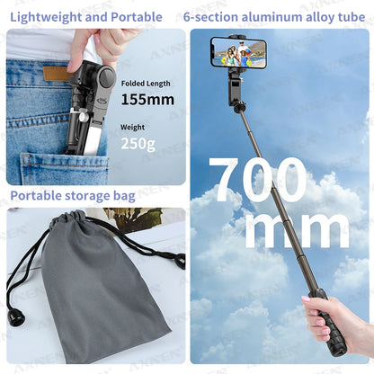 Desktop Gimbal Stabilizer 360° Rotation Smart Track Mode Selfie Stick with Remote Control for iPhone Cell Phone Smartphone