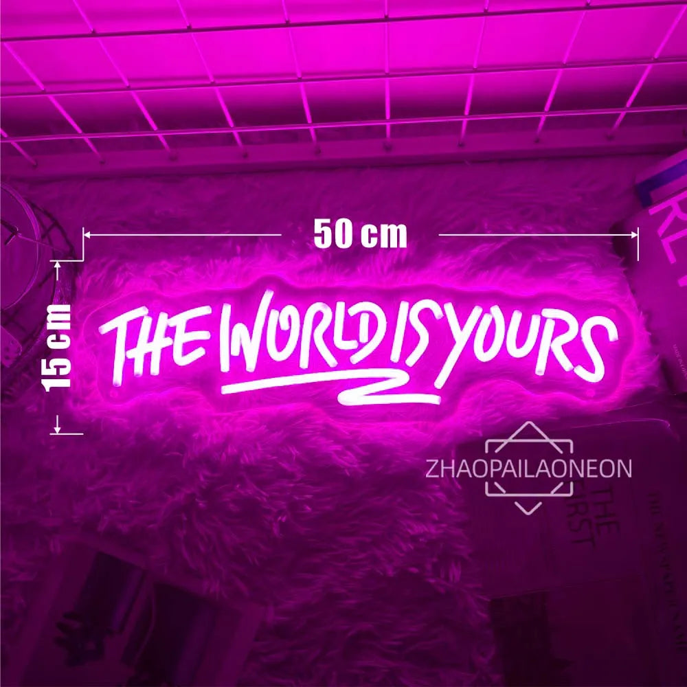 Neon Sign The World Is Yours Neon Led Sign Boy Girl Bedroom Game Room Decor Wall Hanging Neon Lights Personalized Gift Birthday