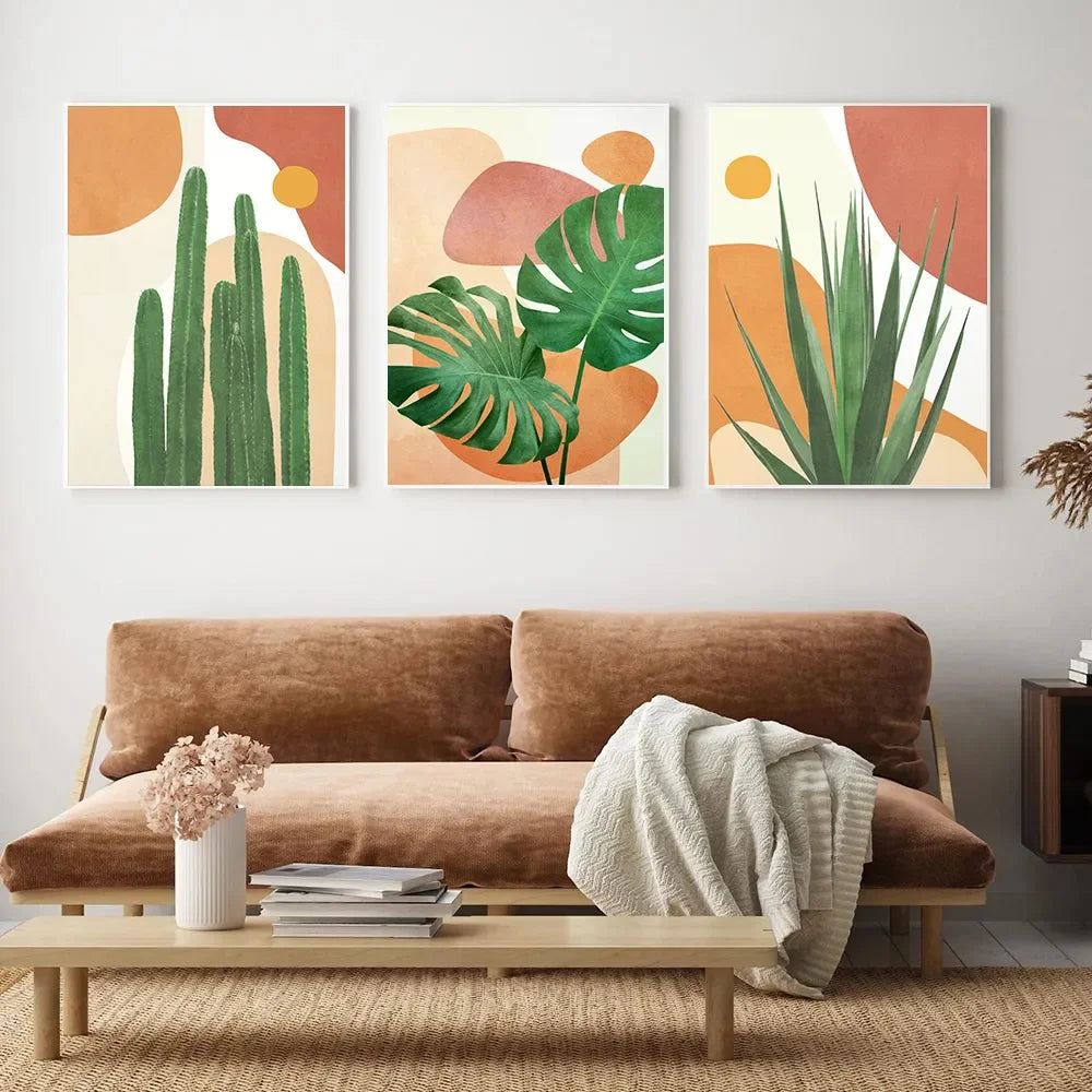 Wall Art Canvas Painting Abstract Boho Girl Book Nordic Posters And Prints Monstera Agave Cactus Wall Pictures For Living Room