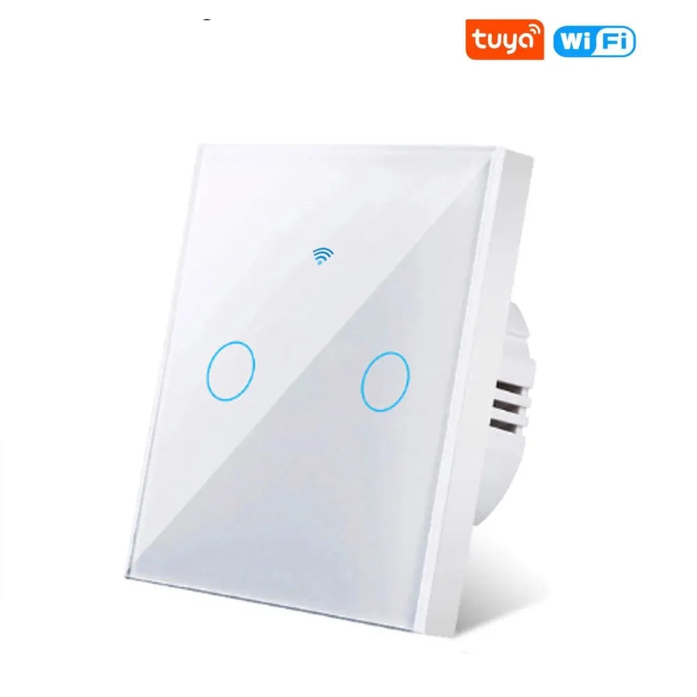 Work with Tuya WIFI Smart Home Wireless Remote Control Switch Light Wall US/EU Glass Touch Panel Voice by Alexa Google Home