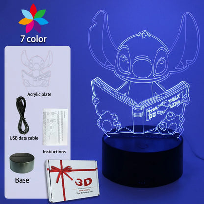 LED Night Light Illusion Stitch Lamps Remote Control Smart Touch Home Room Decor Lamp Christmas Valentine's Day Birthday Gifts