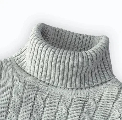 Men's High Neck Sweater Solid Color Pullover Knitted Warm Casual Turtleneck   Men Clothes
