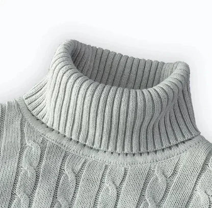 Men's High Neck Sweater Solid Color Pullover Knitted Warm Casual Turtleneck   Men Clothes