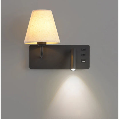 Nordic LED Wall Lamp Modern with Switch USB Wall Light Indoor Light Room Decor Reading Sconces For Hotel Bedside Bedroom Fixture